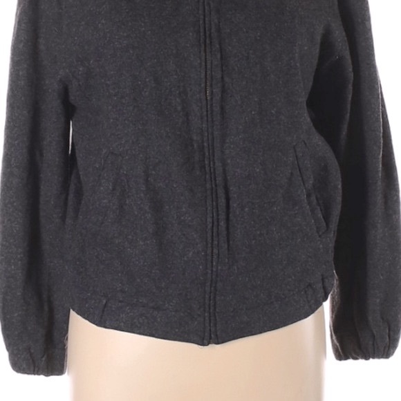 Banana Republic size L dark gray wool blend zip up front long sleeve jacket coat - Picture 5 of 13